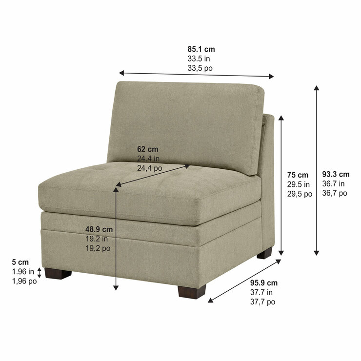 Thomasville Tisdale Beige Fabric Armless Chair