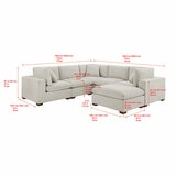Thomasville Lowell Light Grey Fabric 6 Piece Modular Sofa