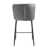 Finch Grey Faux Leather Diamond Stitch Bar Stool, 2 Pack