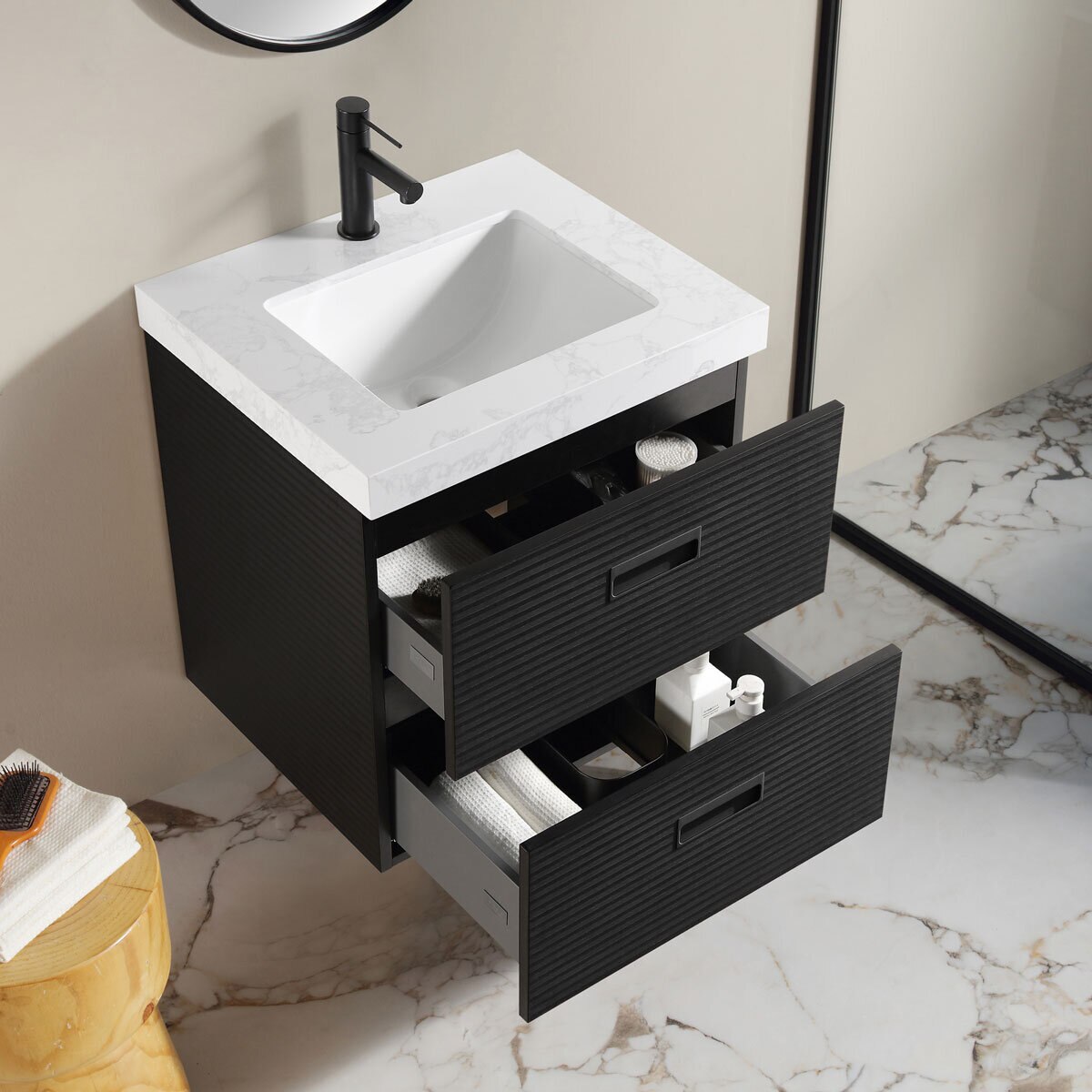Ove Otis 600mm Wide Wall Mounted Vanity in Black
