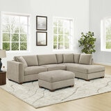 Thomasville Walsen Grey Fabric Corner Sofa with Storage Ottoman, Right Hand Facing