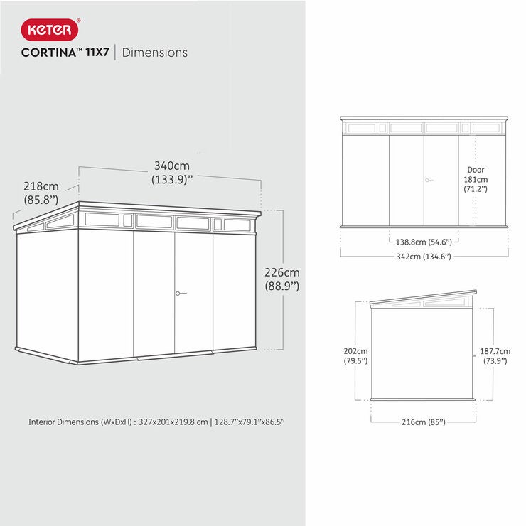 Keter Cortina 11ft 2" x 7ft 2" (3.4 x 2.2m) Storage Shed Keter Cortina 11ft 2" x 7ft 2" (3.4 x 2.2m) Storage Shed