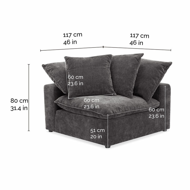 Aiden & Ivy Sereen Dark Grey Fabric Corner Chair