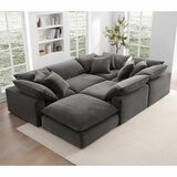 Aiden & Ivy Sereen Dark Grey Fabric 6 Piece Modular Sofa