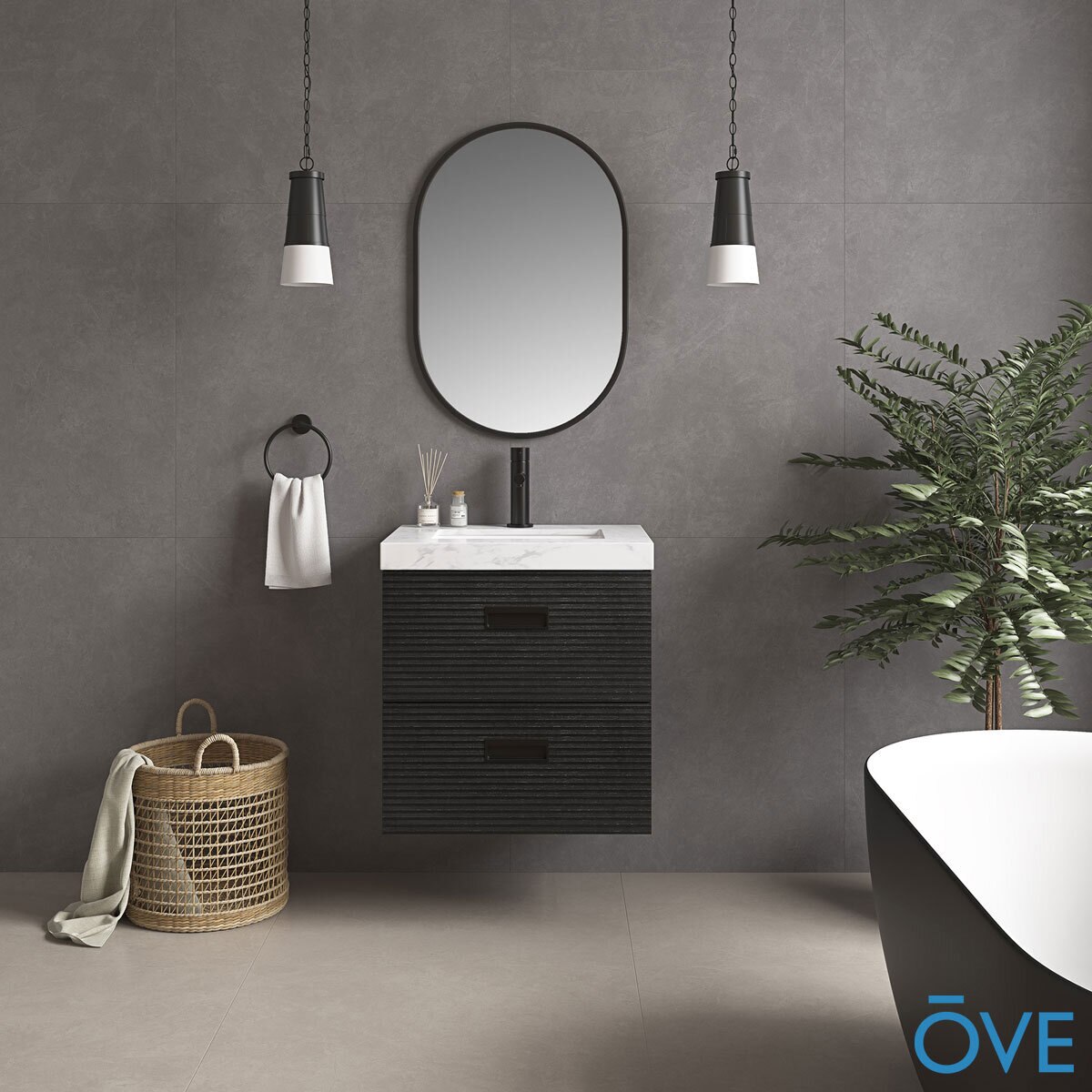 Ove Otis 600mm Wide Wall Mounted Vanity in Black