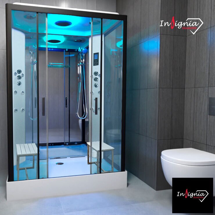 Insignia Diamond 1400 x 900 Steam Shower in Black Insignia Diamond 1400 x 900 Steam Shower in Black