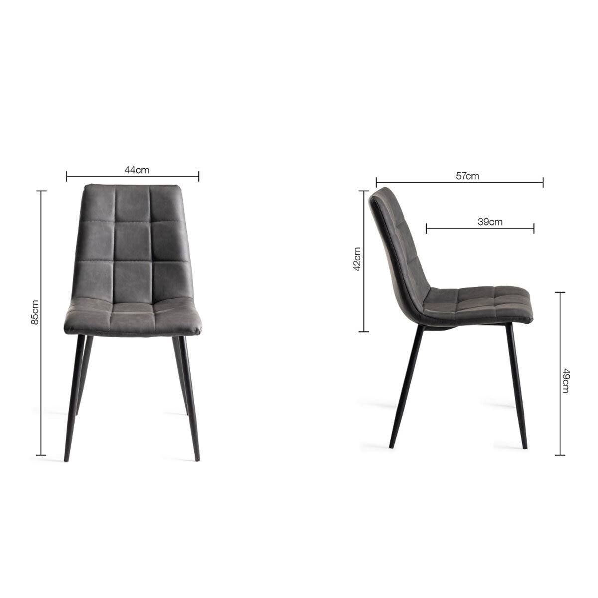 Marlow Grey Faux Leather Tapered Back Dining Chair, 2 Pack