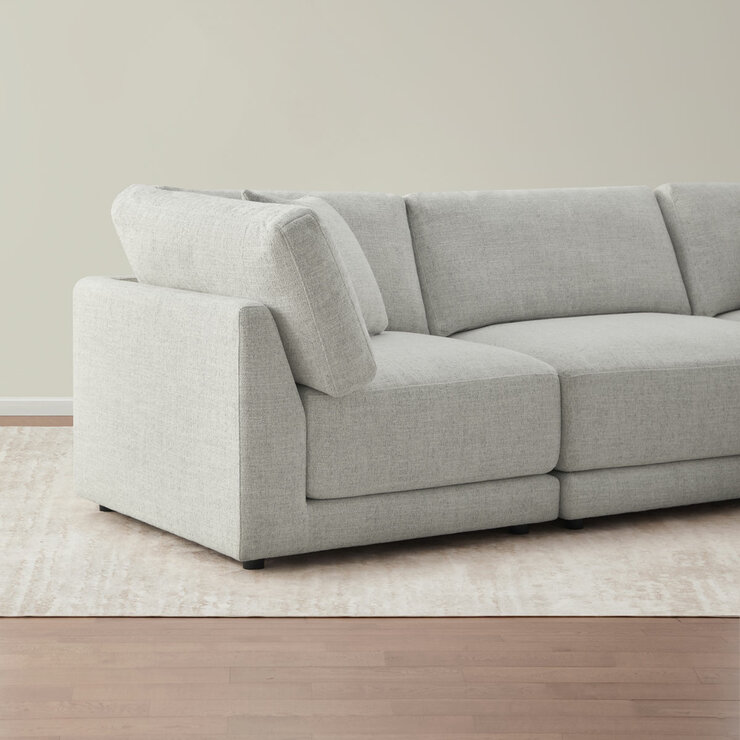 Aiden & Ivy Dayna Grey Fabric 4 Piece Modular Sofa