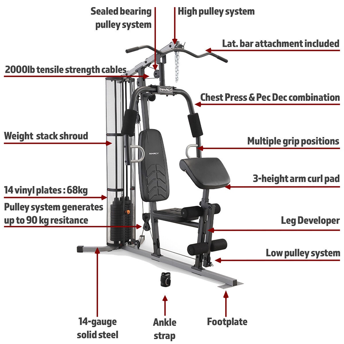 Marcy MWM986 68kg (150lb) Stack Home Gym System Marcy MWM986 68kg (150lb) Stack Home Gym System
