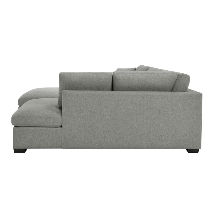 Thomasville Holmes Grey Fabric 3 Piece Sectional Sofa with Storage Ottoman