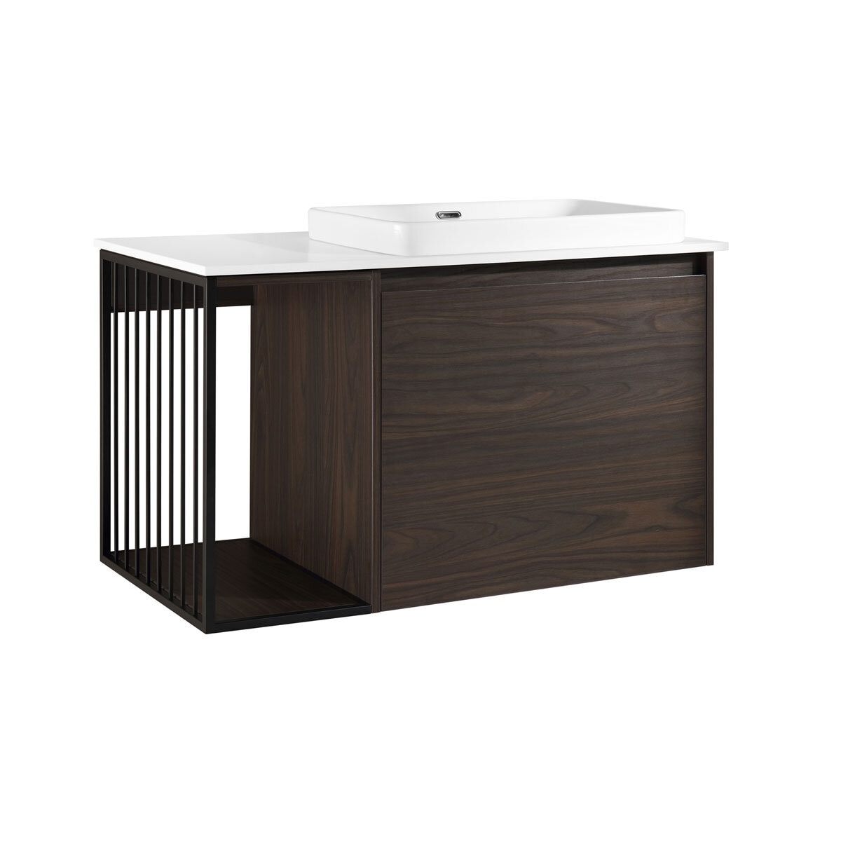 Ove Judy 1000mm Wide Wall Mounted Vanity in Dark Brown