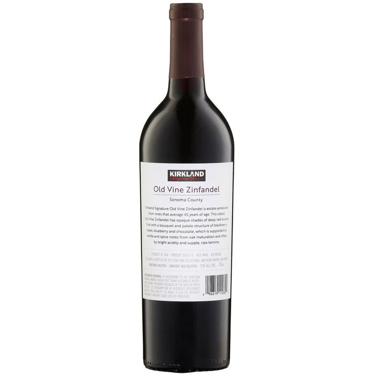 Image of bottle of Kirkland Signature Old Vine Zinfandel