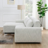 Zyllah Beige Fabric Corner Sofa with Chaise
