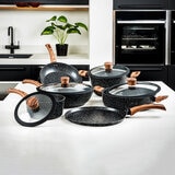 Westinghouse Special Edition Cookware Set, Wood Effect Soft Touch Handles, 11 Piece