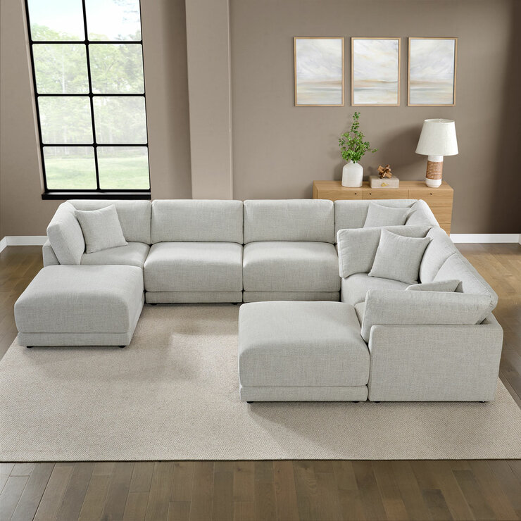 Aiden & Ivy Dayna Grey Fabric 8 Piece Modular Sofa