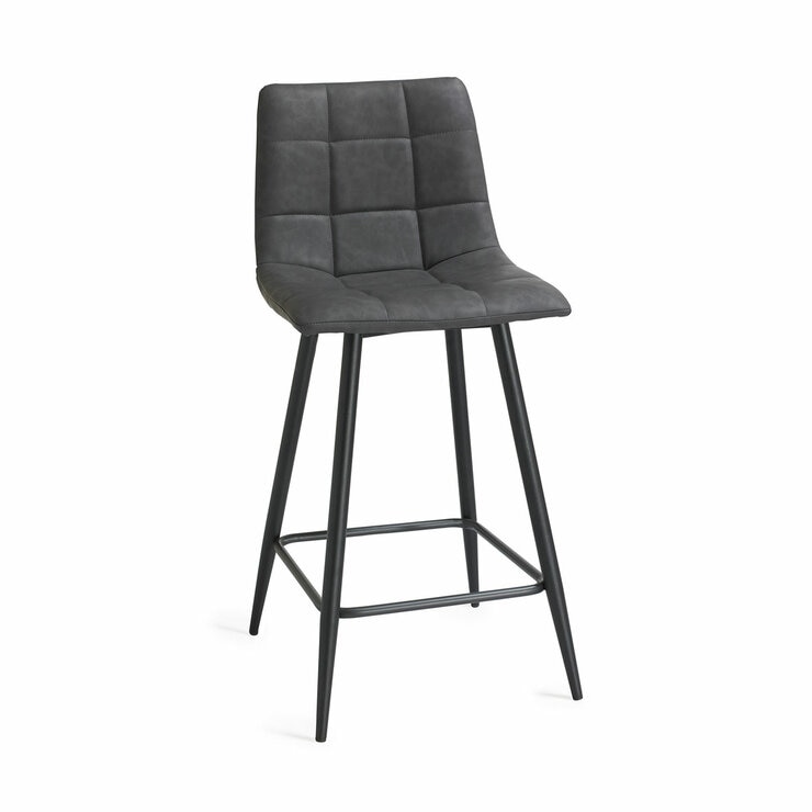 Marlow Grey Faux Leather Tapered Back Bar Stool, 2 Pack