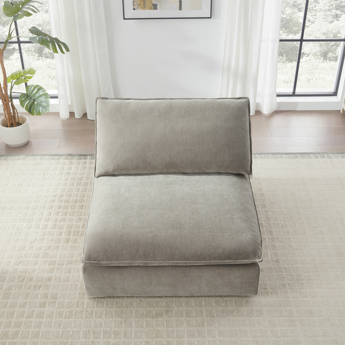Aiden & Ivy Sereen Beige Fabric Armless Chair