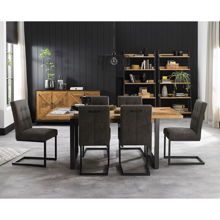 Bentley Designs Greenwich Extending Dining Table + 6 Cantilever Chairs, Seats 6-8 Bentley Designs Greenwich Extending Dining Table + 6 Cantilever Chairs, Seats 6-8