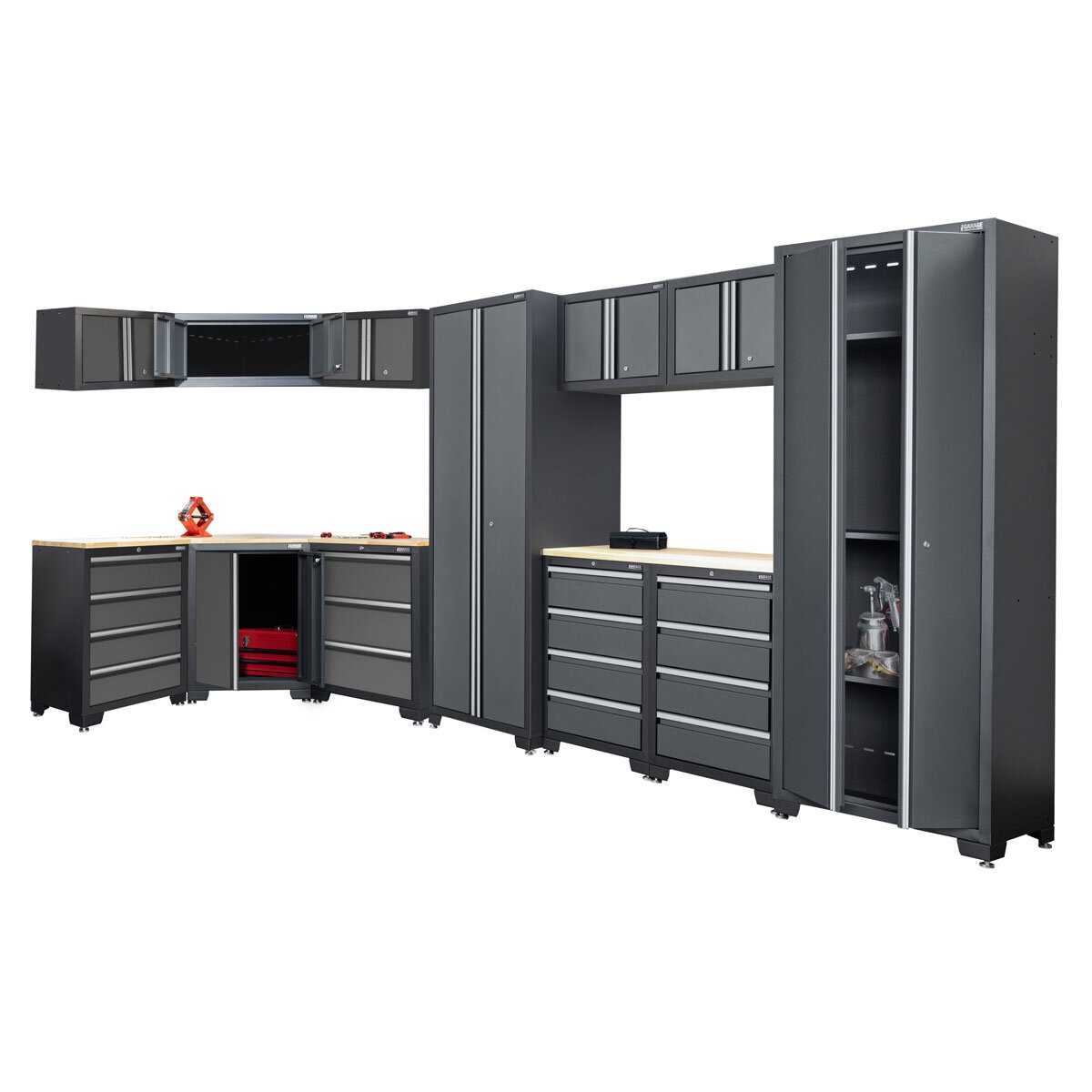 Hilka Garage Bundle 14 Piece Corner & Cabinet Storage Set Hilka Garage Bundle 14 Piece Corner & Cabinet Storage Set