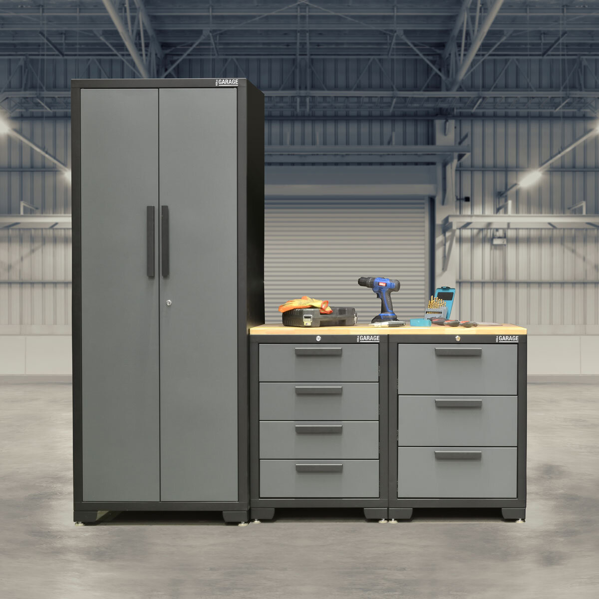Hilka 24 Professional Gauge Steel 4 Piece Modular Cabinet Set