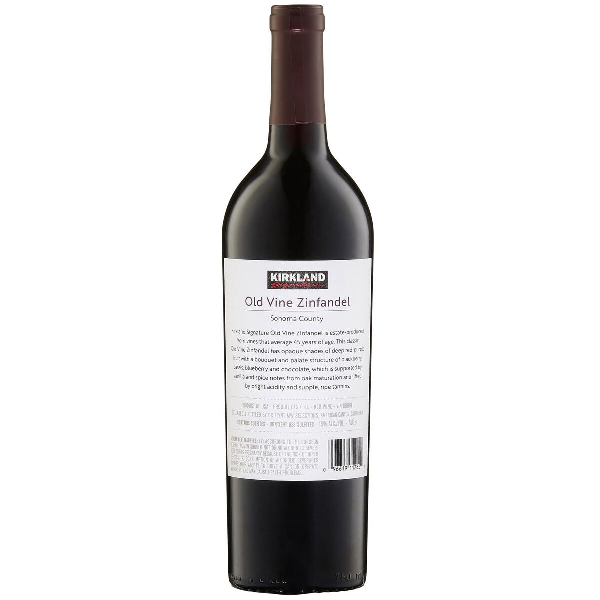 Image of bottle of Kirkland Signature Old Vine Zinfandel