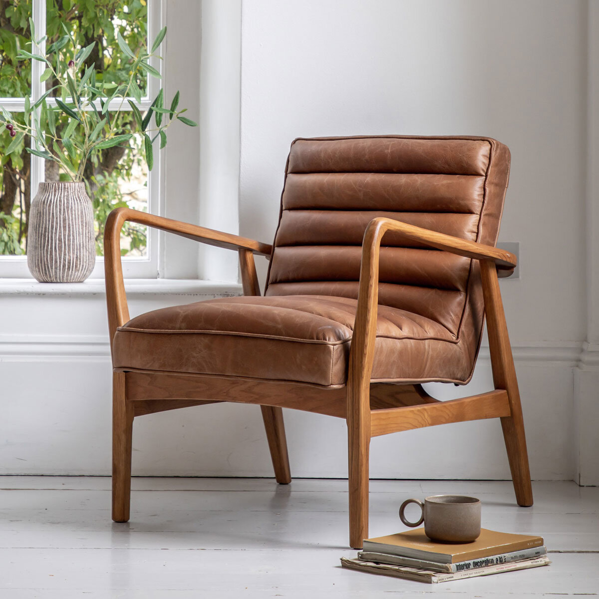 Gallery Datsun Brown Leather Armchair