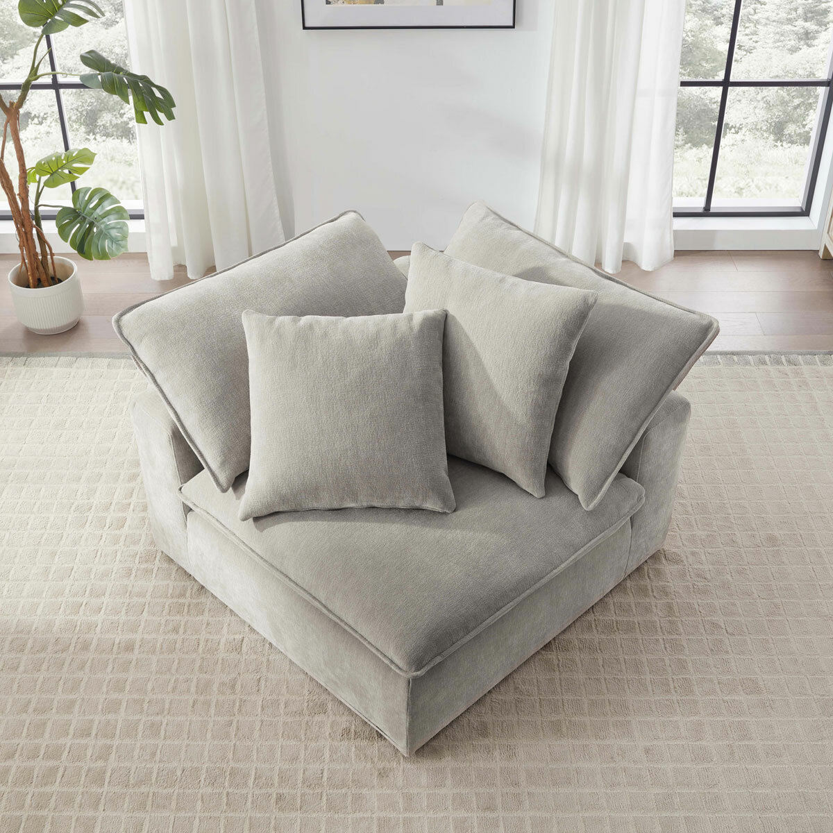 Aiden & Ivy Sereen Beige Fabric Corner Chair