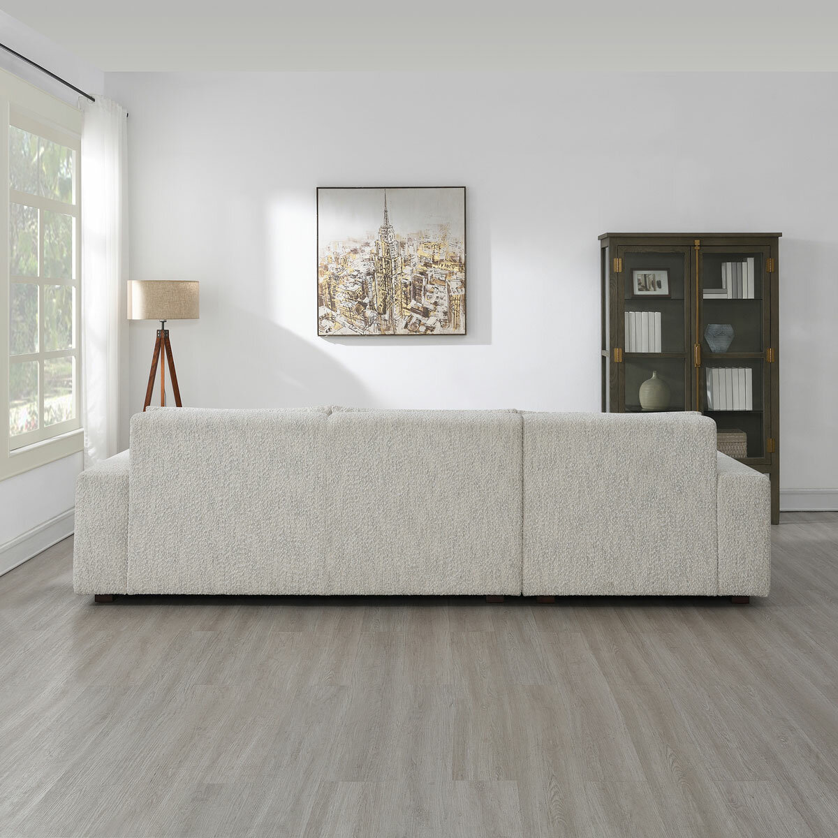 Zyllah Beige Fabric Corner Sofa with Chaise