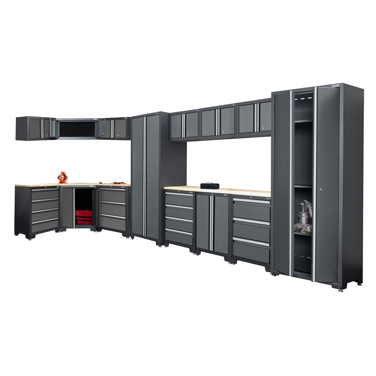 Hilka Garage Bundle 16 piece Corner & Cabinet Storage Set Hilka Garage Bundle 16 piece Corner & Cabinet Storage Set