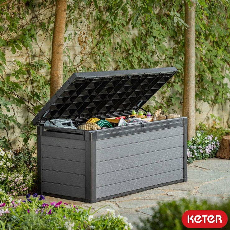 Keter Cortina 570 Litre (150 Gallon) Outdoor Storage Deck Box Keter Cortina 570 Litre (150 Gallon) Outdoor Storage Deck Box