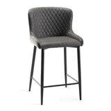 Finch Grey Faux Leather Diamond Stitch Bar Stool, 2 Pack