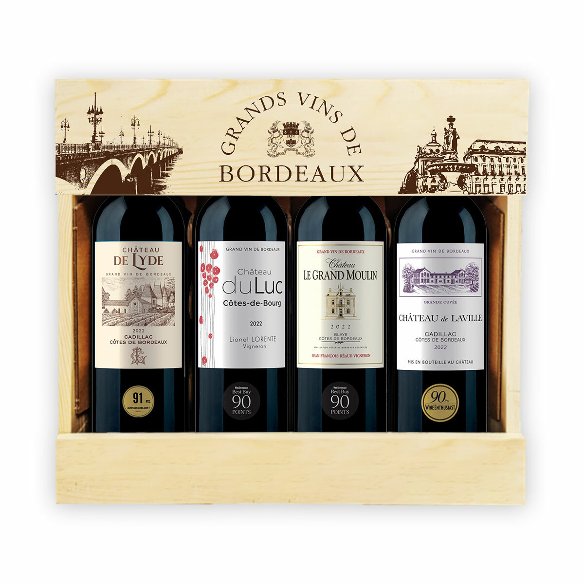 Bordeaux 4 Bottle Gift Pack, 4 x 75cl