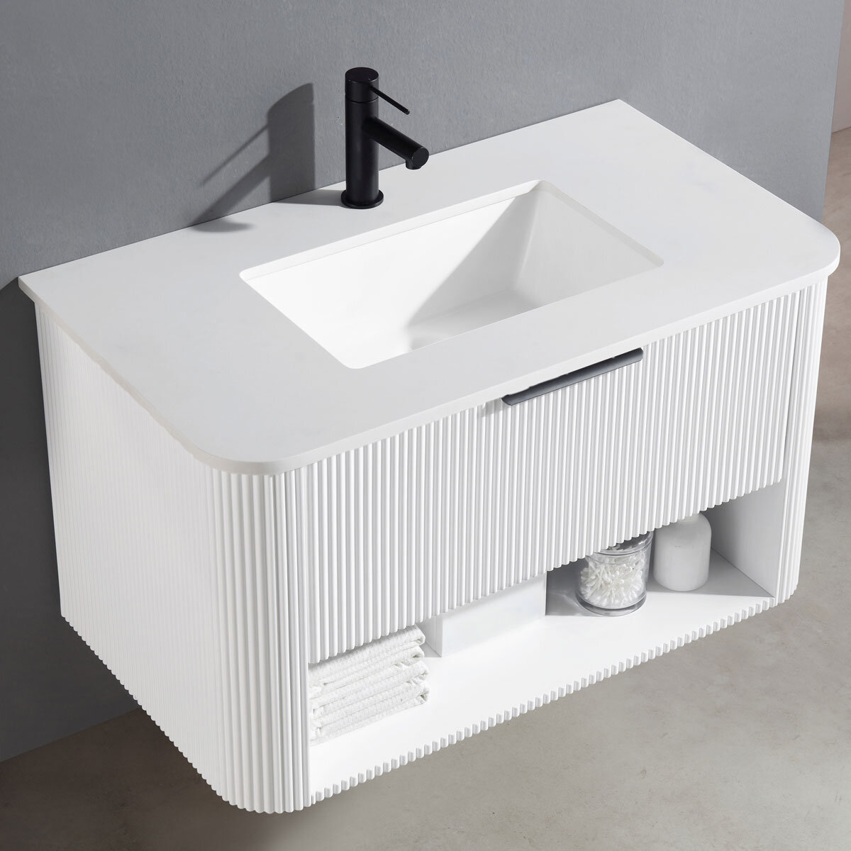 Ove Bella 900mm Wide Wall Mounted Vanity in Matte White