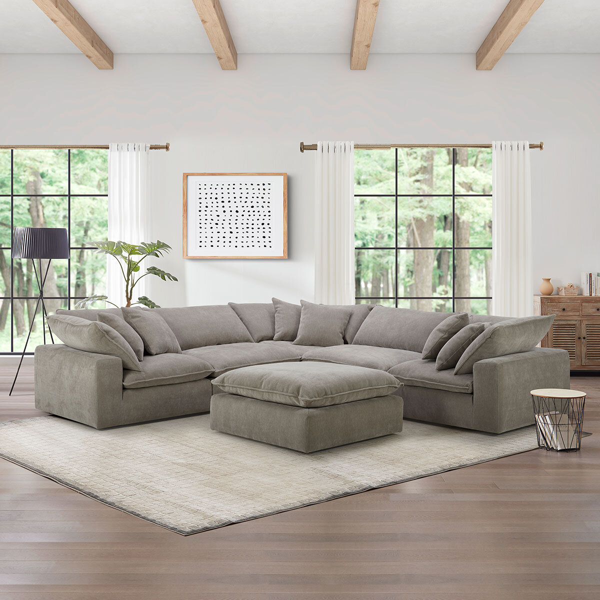 Aiden & Ivy Sereen Beige Fabric 6 Piece Modular Sofa