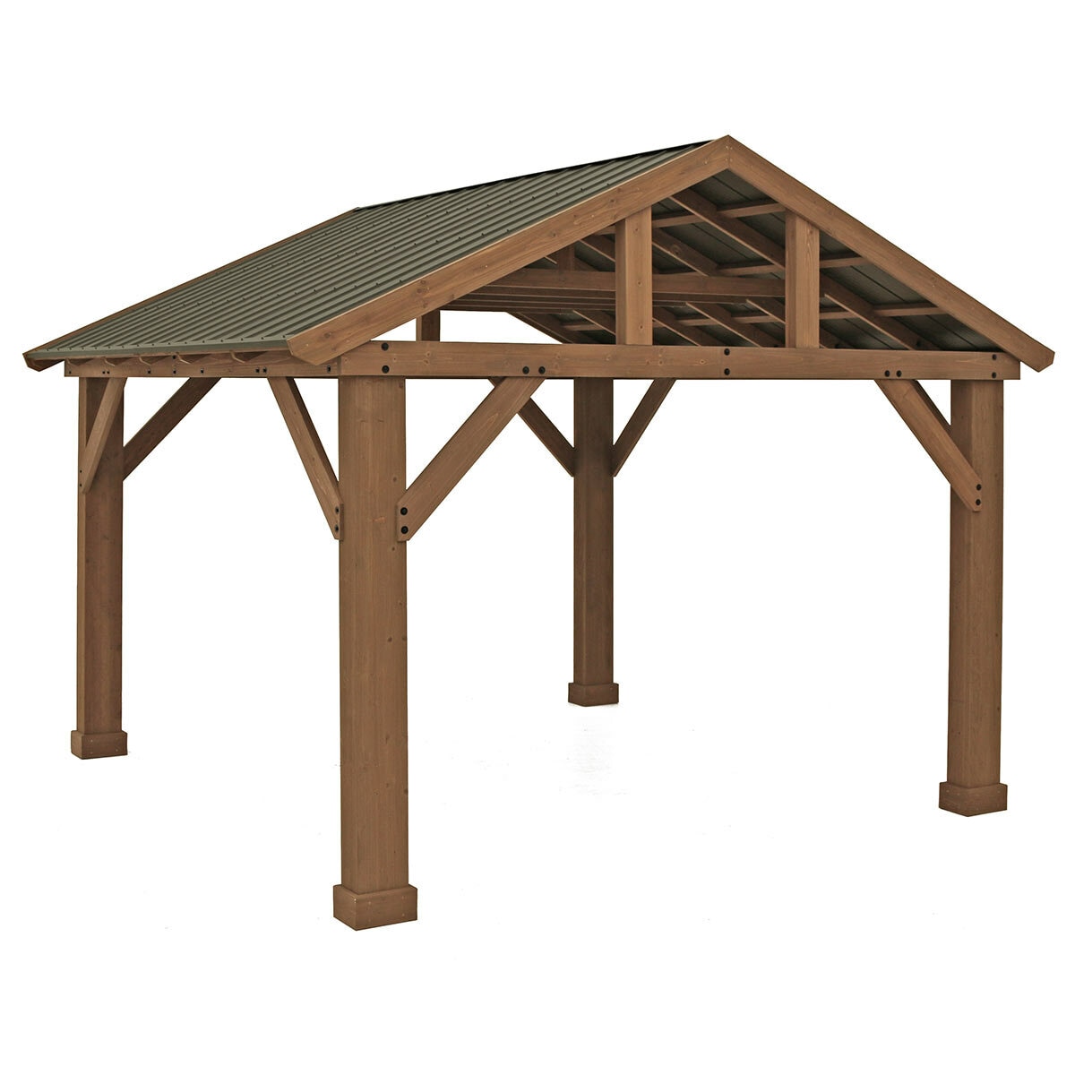 Yardistry 14ft x 12ft (4.3 x 3.7m) Wooden Pavilion with Aluminium Roof