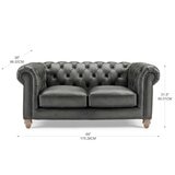 Allington 2 Seater Grey Leather Chesterfield Sofa
