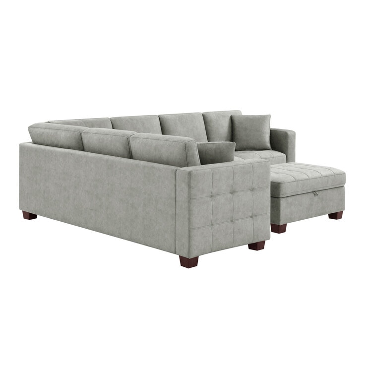 Thomasville Kylie Grey Fabric Sectional Sofa with Storage Ottoman Thomasville Kylie Grey Fabric Sectional Sofa with Storage Ottoman