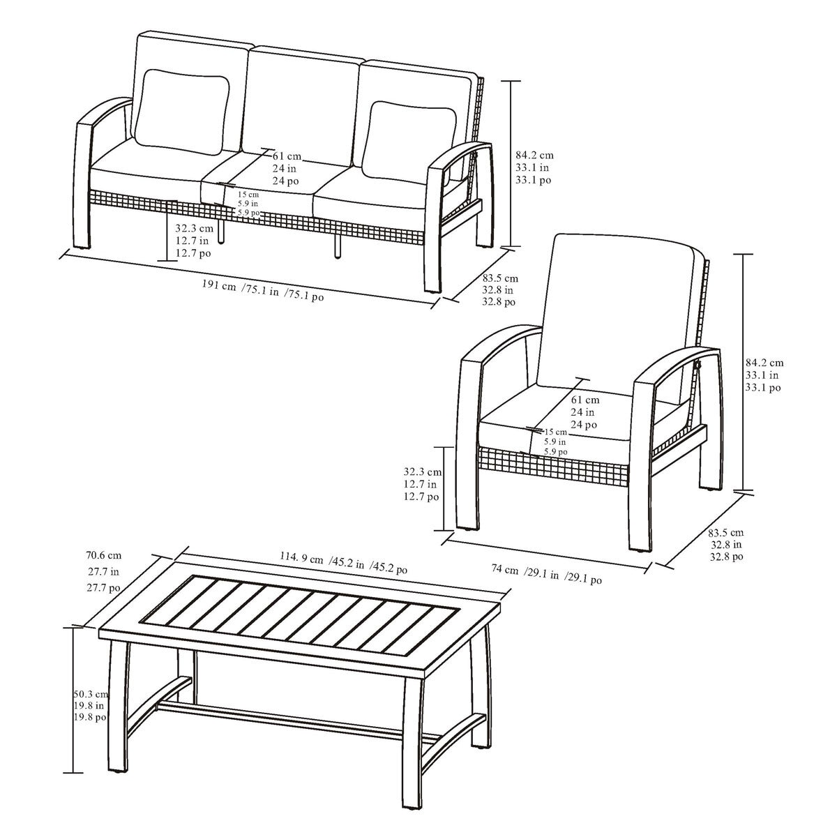 Agio Harper 4 Piece Woven Deep Seating Patio Set + Cover