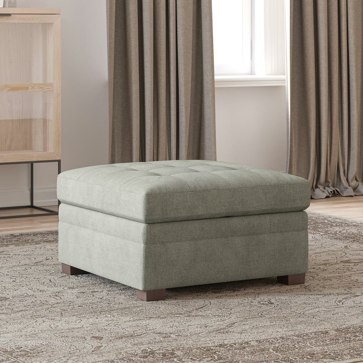 Thomasville Tisdale Beige Fabric Storage Ottoman