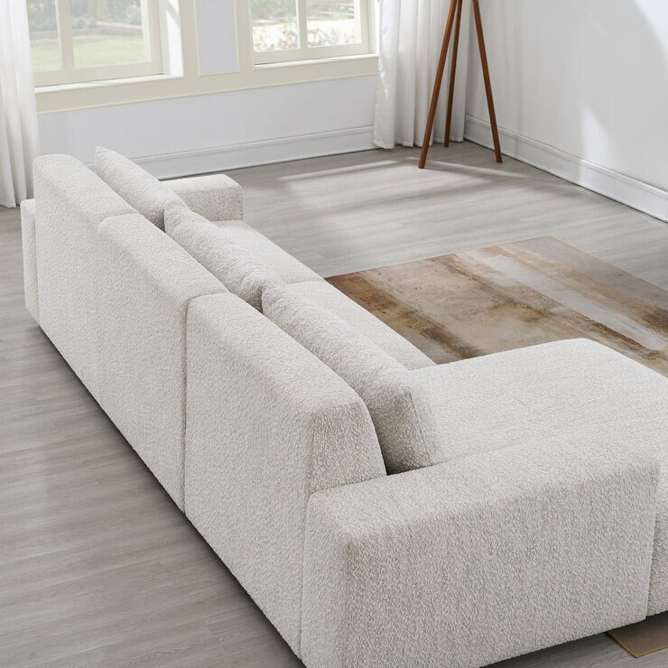 Zyllah Beige Fabric Corner Sofa with Chaise