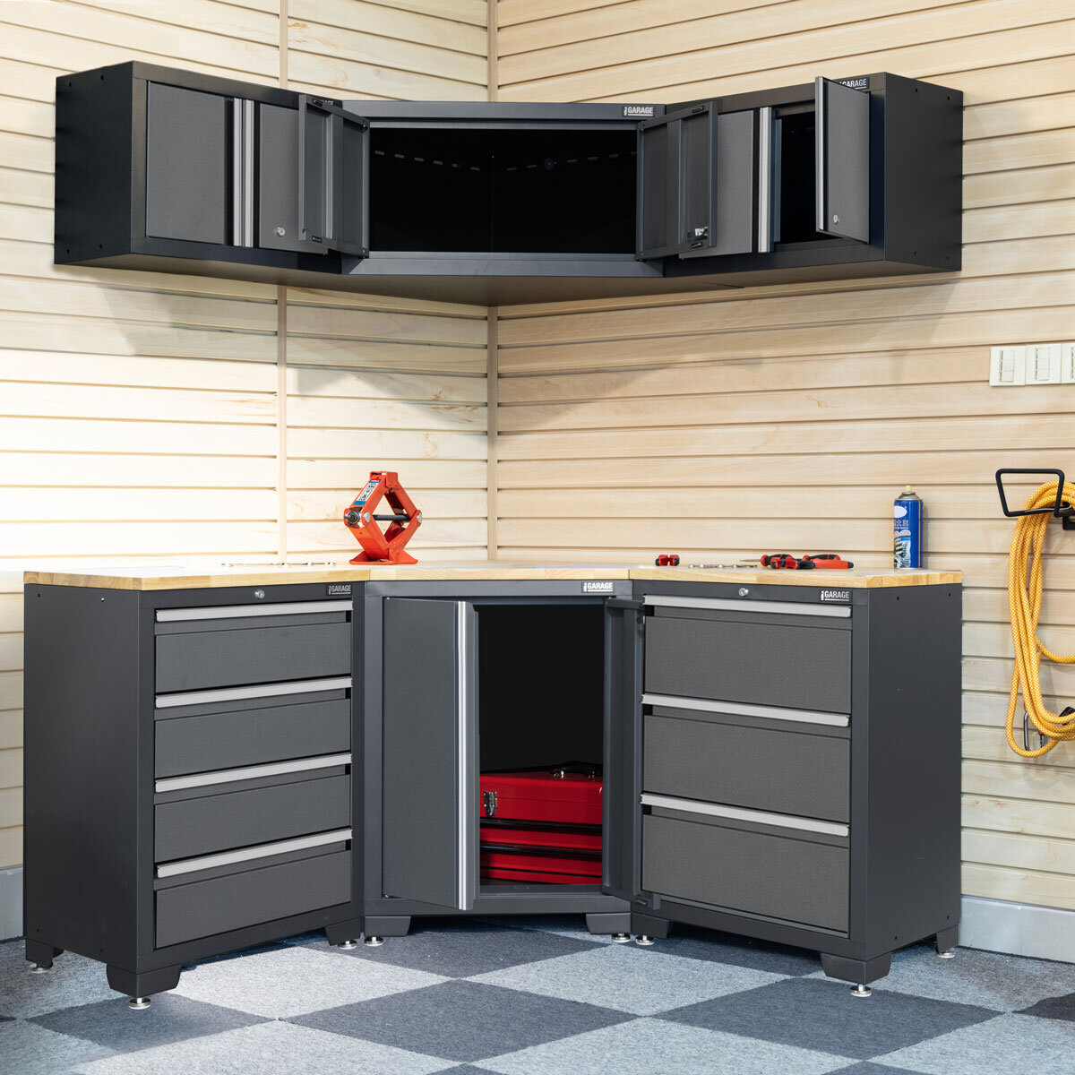 Hilka 7 Piece Garage Corner Cabinet Set