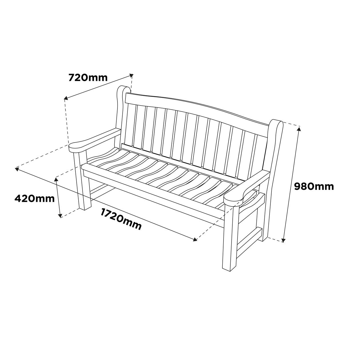 Anchor Fast 3 Seater Pine Wood Bench
