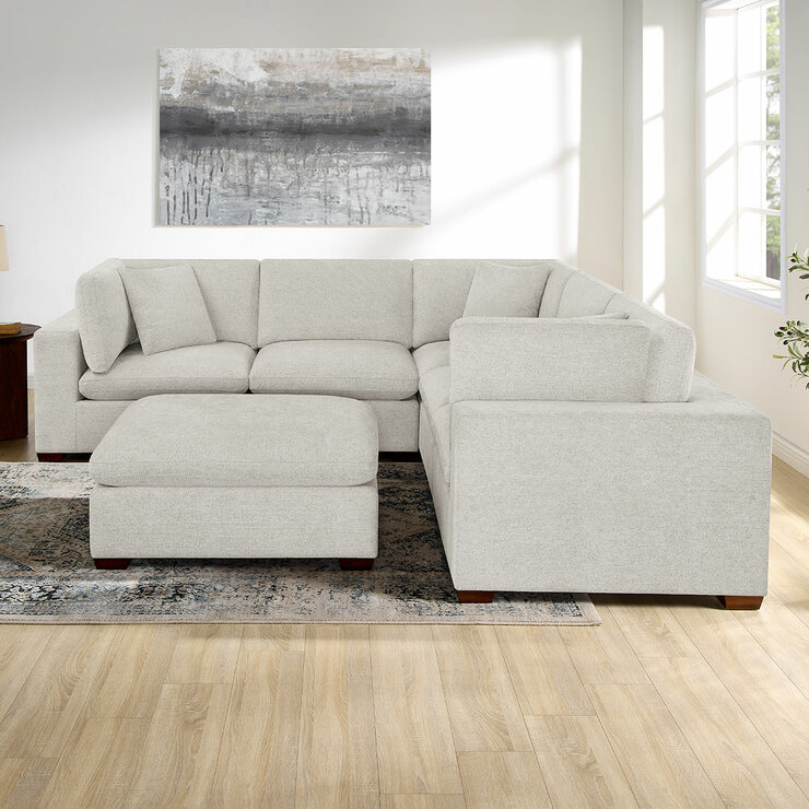 Thomasville Lowell Light Grey Fabric 6 Piece Modular Sofa
