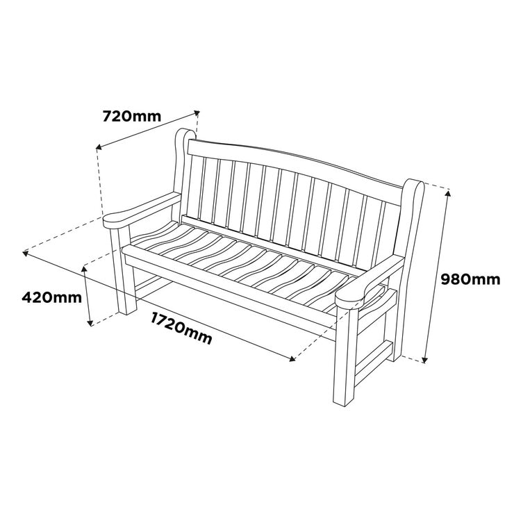Anchor Fast 3 Seater Pine Wood Bench Anchor Fast 3 Seater Pine Wood Bench