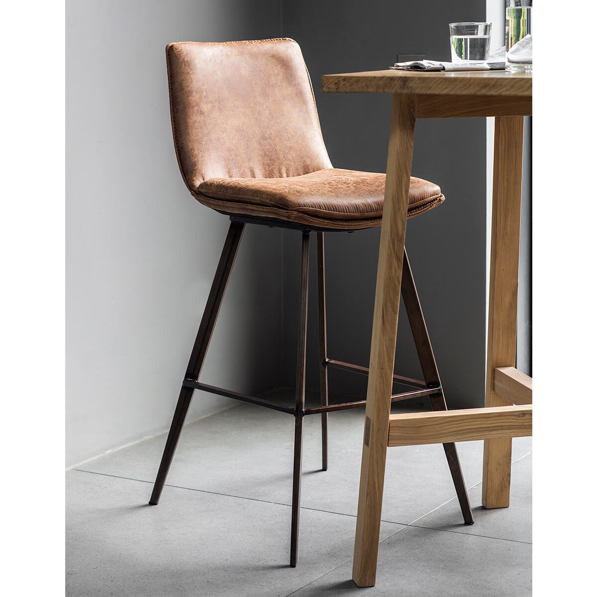 Gallery Henley Brown Faux Leather Bar Stool, 2 Pack
