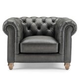 Allington Grey Leather Chesterfield Armchair
