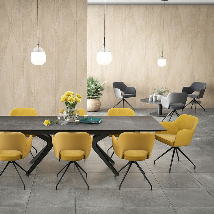 AKANTE Chicago Yellow Swivel Dining Chair, 2 Pack