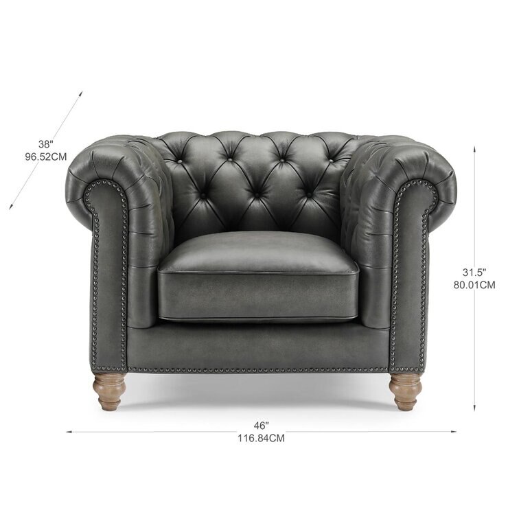 Allington Grey Leather Chesterfield Armchair