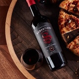 Sebastiani Bourbon Barrel Red 75cl with a pizza