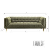 Isla Green Fabric Large 3 Seater Sofa